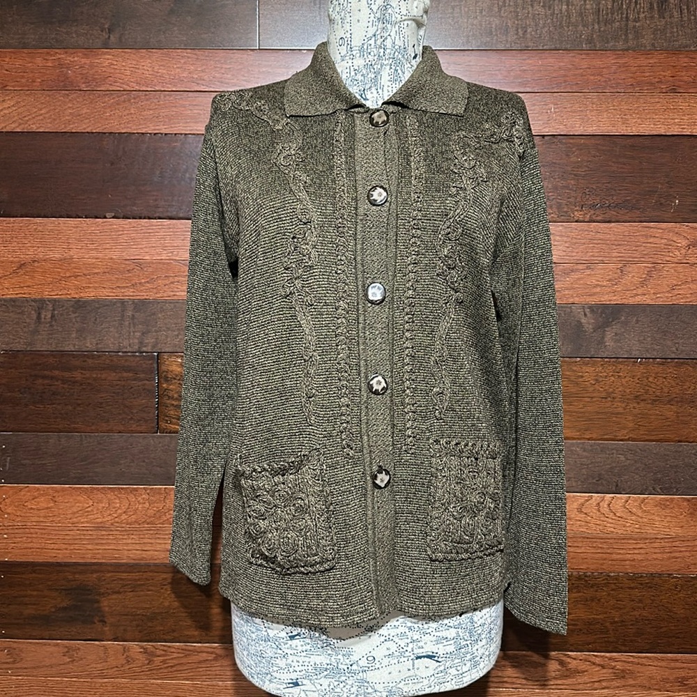 NWOT Jon & Anna Collared Long Sleeve Brown Knit Button Down Cardigan